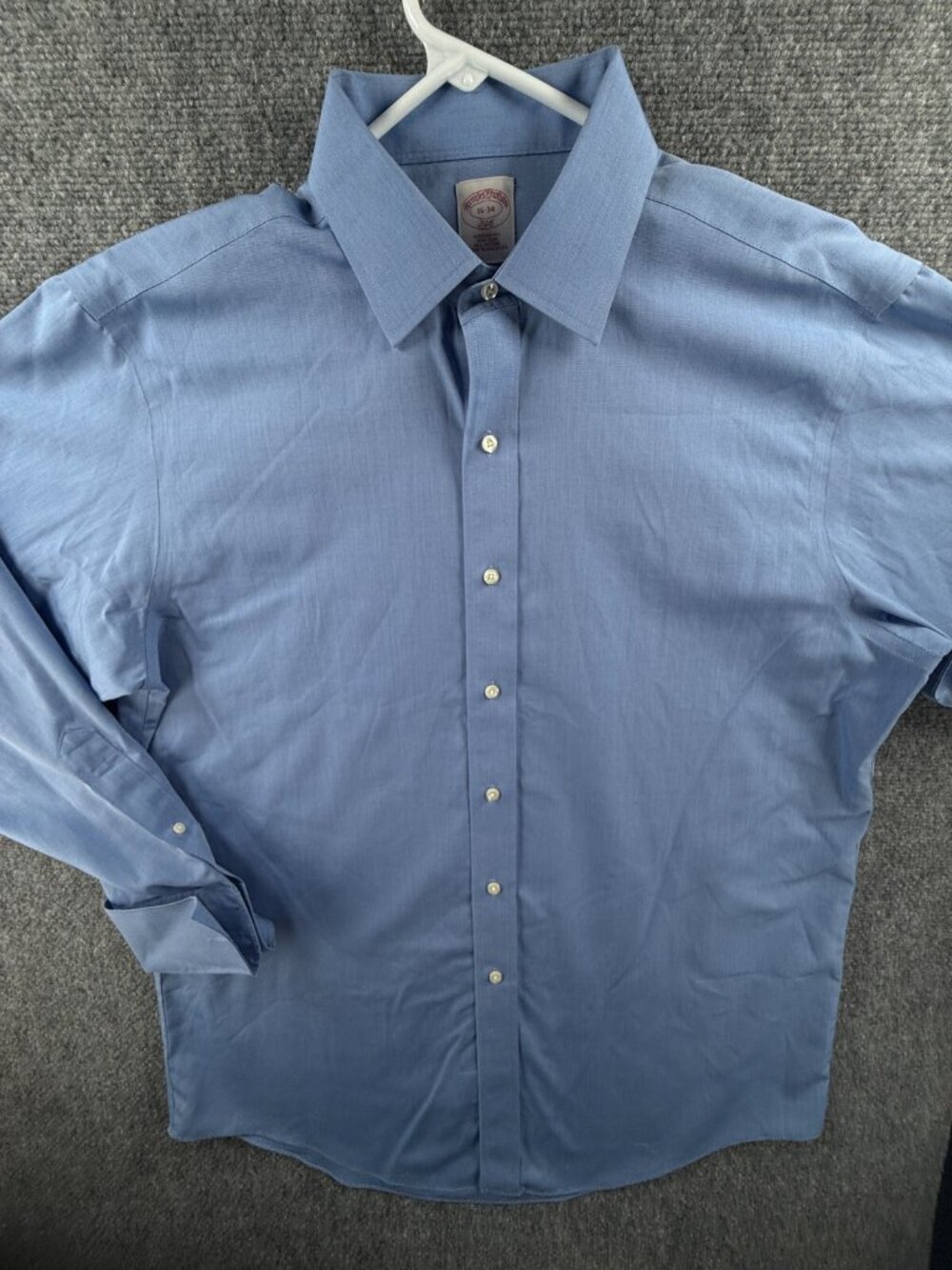Brooks Brothers Non Iron Button Up Shirt Men Cotton Blue 16 34 Regular Fit Adult